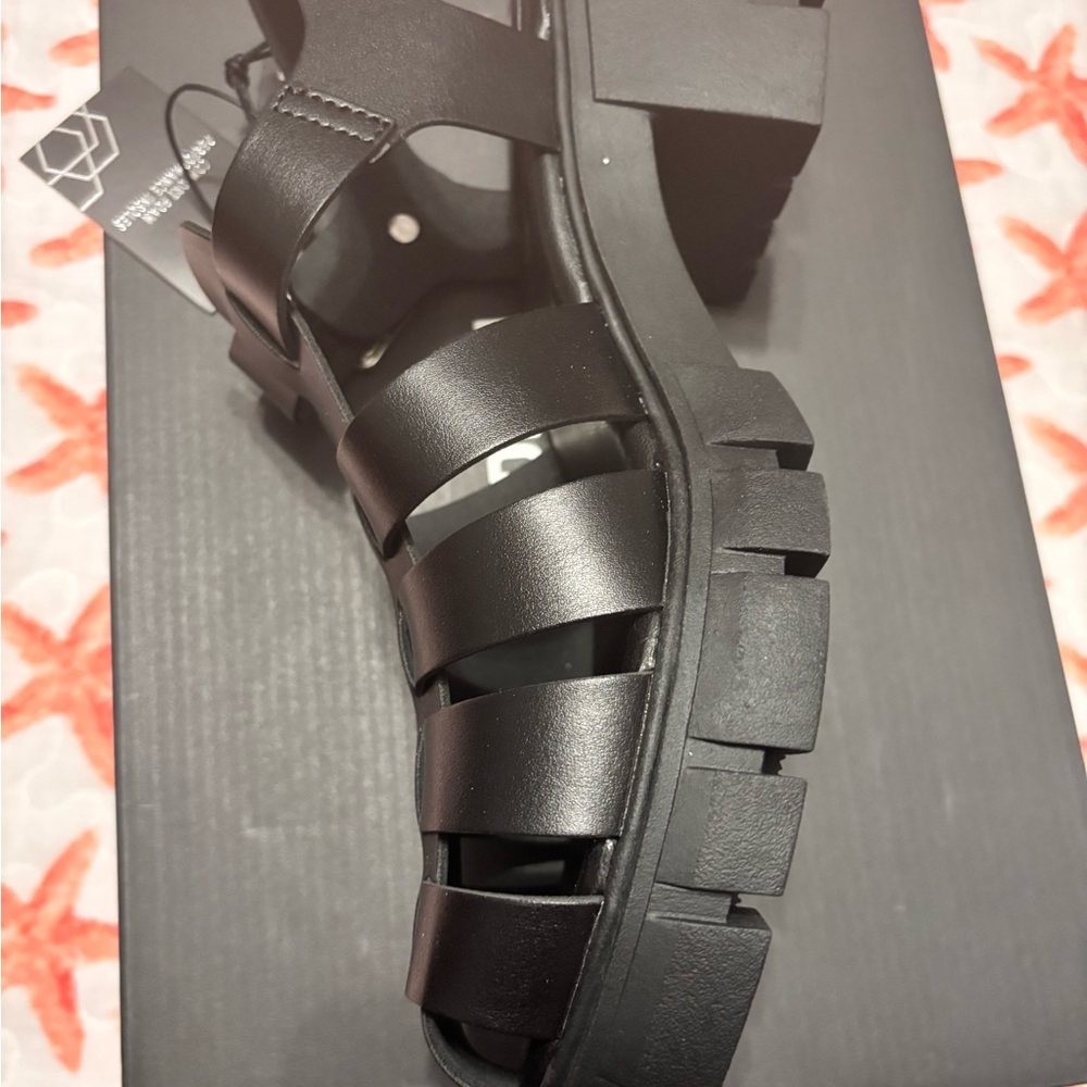 Trendy Black Platform Sandals - Picture 5 of 8